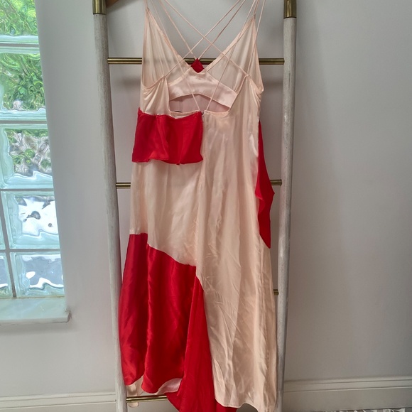 Each X Other Paris Silk Asymmetrical Ruffle Red Nude Straps Dress Sz S RRP $960 - Picture 4 of 13